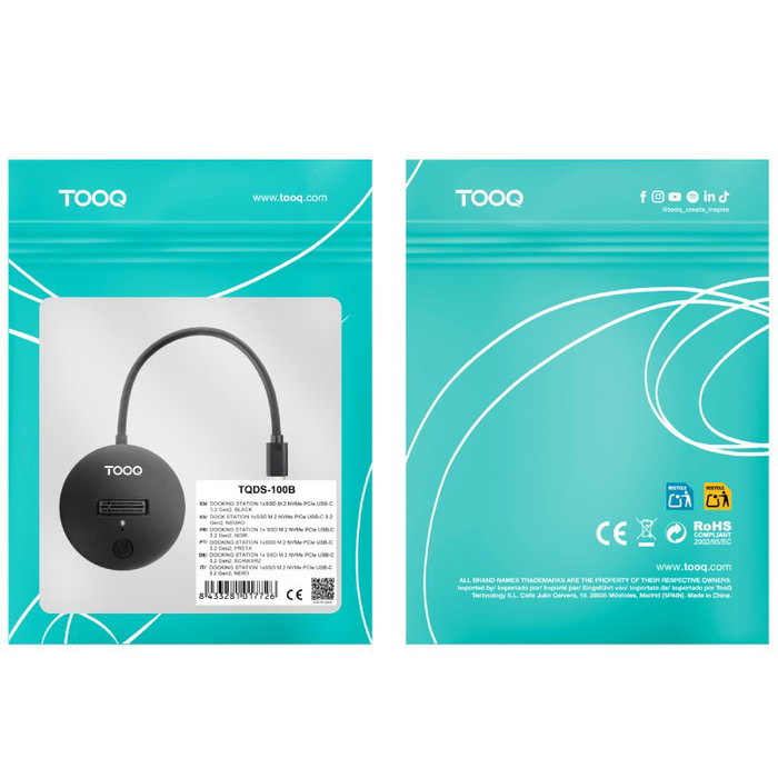 Tooq TQDS-100B Docking Station para SSD M.2 NVMe PCIe Negro Tooq TQDS-100B Docking Station para SSD M.2 NVMe PCIe Negro